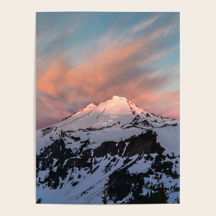 Mount Baker Mountain Adventure Sunset - Nature Photography Poster Gallery Image 1