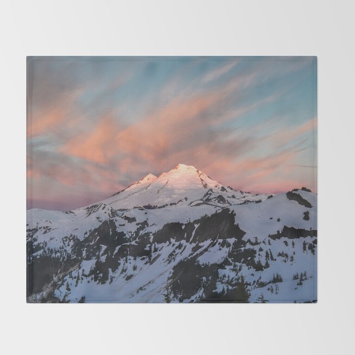 Mount Baker Mountain Adventure Sunset - Nature Photography Throw Blanket Gallery Image 2
