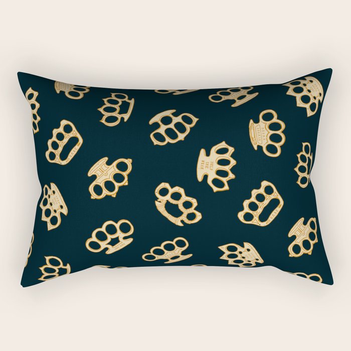 Brass Knuckles With Good Thoughts Rectangular Pillow Gallery Image 1