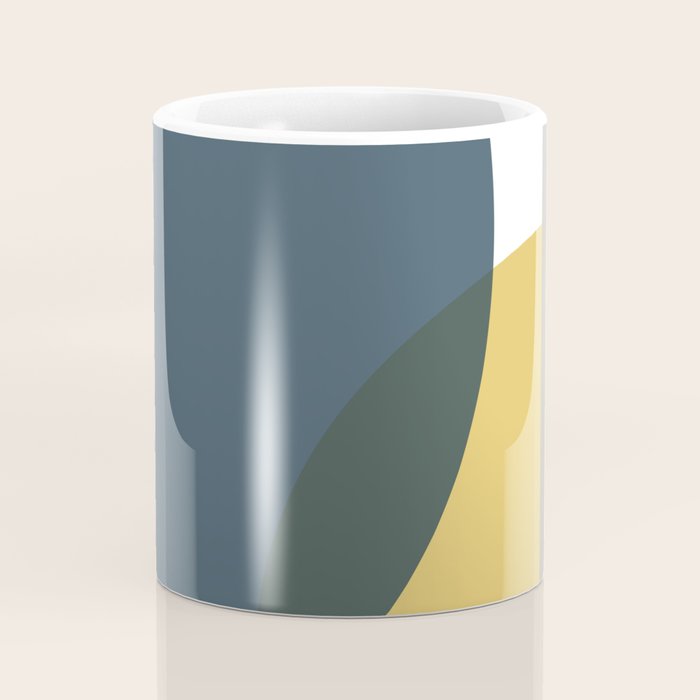Geometric Abstraction 3 in Mustard, Navy, Gray, and White Coffee Mug Gallery Image 4