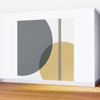 Geometric Abstraction 3 in Mustard, Navy, Gray, and White Wall Mural Gallery Image 2