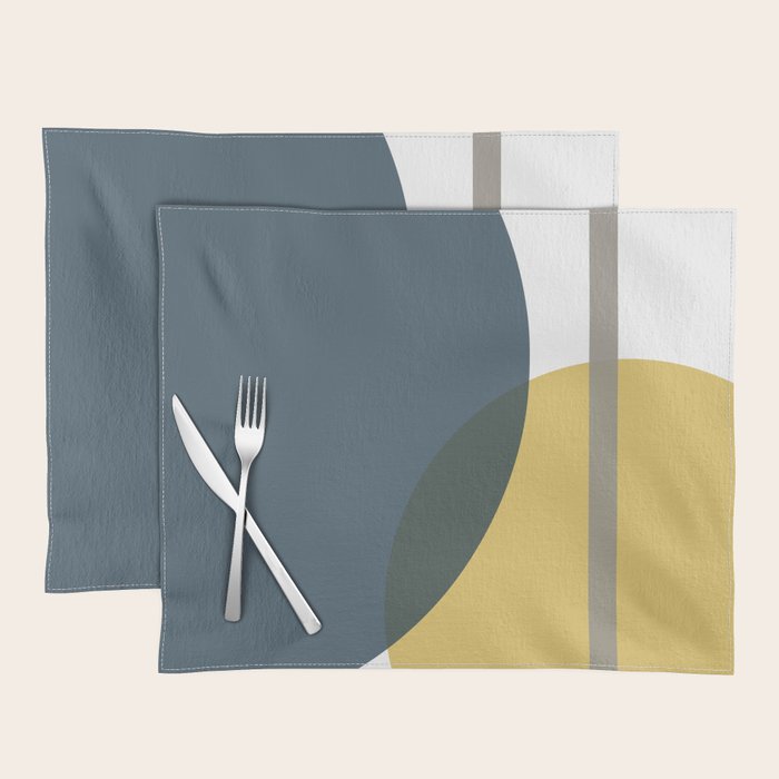 Geometric Abstraction 3 in Mustard, Navy, Gray, and White Placemat Gallery Image 1
