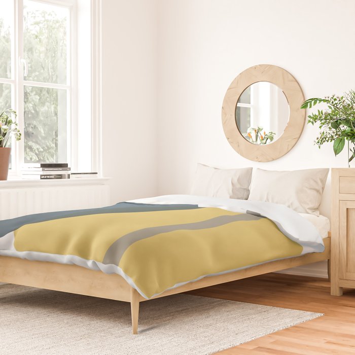 Geometric Abstraction 3 in Mustard, Navy, Gray, and White Duvet Cover Gallery Image 2