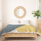 Geometric Abstraction 3 in Mustard, Navy, Gray, and White Duvet Cover Gallery Image 3