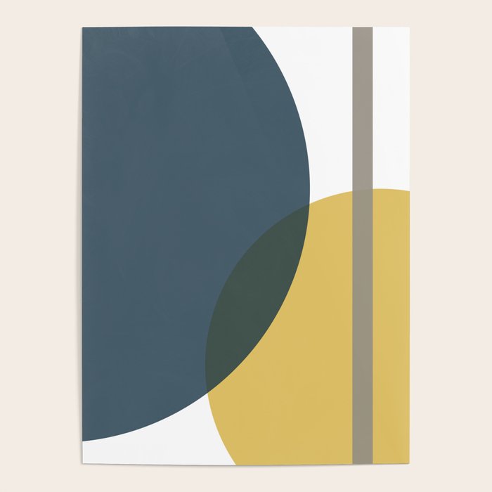 Geometric Abstraction 3 in Mustard, Navy, Gray, and White Poster Gallery Image 4