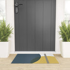 Geometric Abstraction 3 in Mustard, Navy, Gray, and White Welcome Mat Gallery Image 3