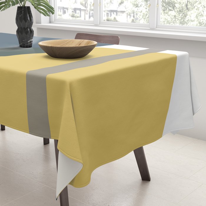 Geometric Abstraction 3 in Mustard, Navy, Gray, and White Tablecloth Gallery Image 3