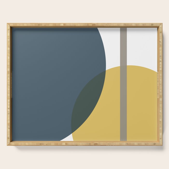 Geometric Abstraction 3 in Mustard, Navy, Gray, and White Serving Tray Gallery Image 1
