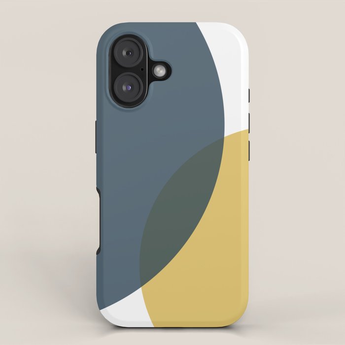 Geometric Abstraction 3 in Mustard, Navy, Gray, and White iPhone Case Gallery Image 1