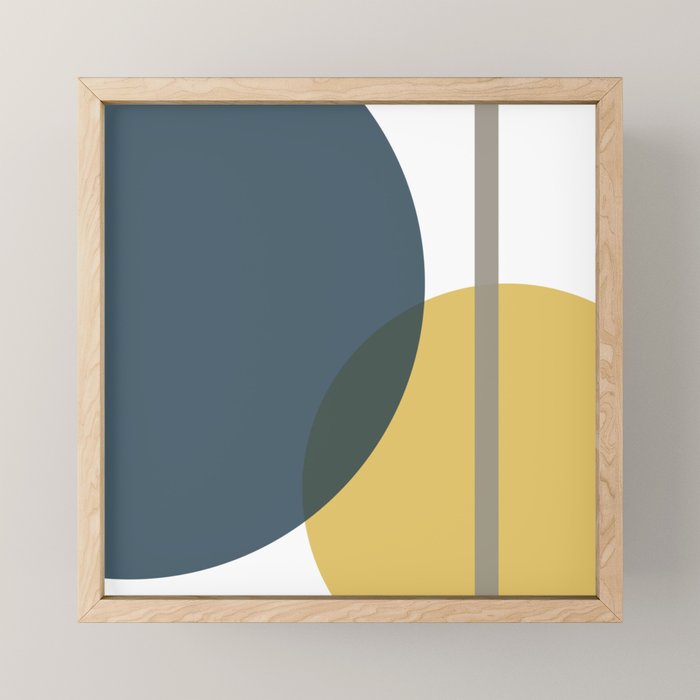 Geometric Abstraction 3 in Mustard, Navy, Gray, and White Mini Art Print Gallery Image 1