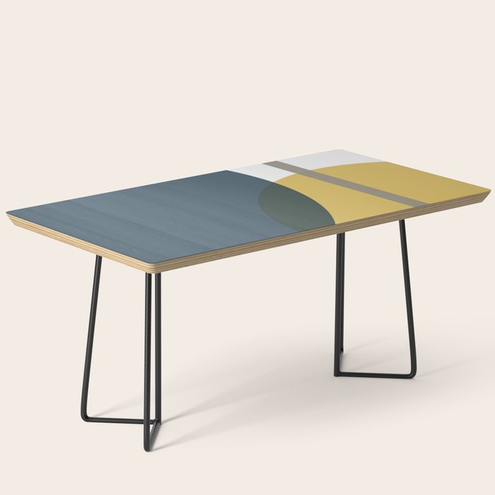 Geometric Abstraction 3 in Mustard, Navy, Gray, and White Coffee Table Gallery Image 1