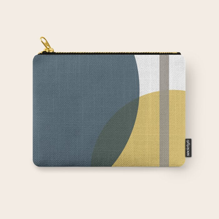 Geometric Abstraction 3 in Mustard, Navy, Gray, and White Carry All Pouch Gallery Image 1