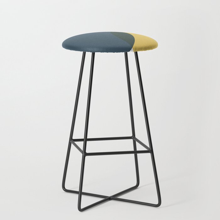 Geometric Abstraction 3 in Mustard, Navy, Gray, and White Stool Gallery Image 1