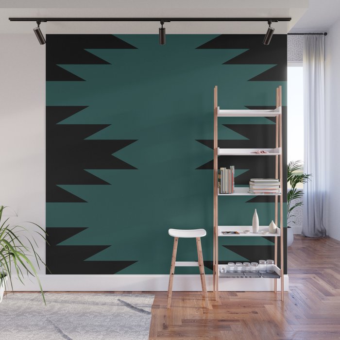 Geometric Southwestern Minimalism - Teal Green Wall Mural Gallery Image 1
