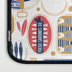Vintage canned sardines // white background peacock teal and mandy red cans  Laptop Sleeve Gallery Image 3