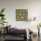 Stars Gold Cream Pink On Muted Green Wood Wall Art Gallery Image 2