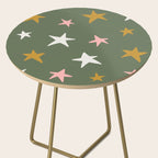 Stars Gold Cream Pink On Muted Green Side Table Gallery Image 2