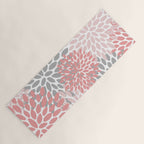 Floral Pattern, Coral Pink and Gray Yoga Mat Gallery Image 1