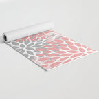 Floral Pattern, Coral Pink and Gray Yoga Mat Gallery Image 2