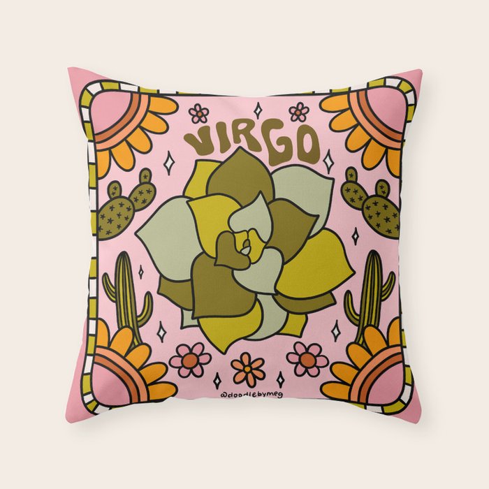Virgo Cactus Throw Pillow Gallery Image 1