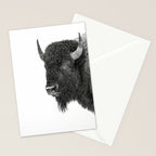 Bison Black and White Wildlife Photography Square Stationery Card Gallery Image 2