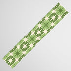 Mid Century Modern Atomic Stars Retro Checkered Starburst Pattern in Sage Olive Green Table Runner Gallery Image 3