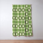 Mid Century Modern Atomic Stars Retro Checkered Starburst Pattern in Sage Olive Green Window Curtain Gallery Image 3