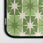 Mid Century Modern Atomic Stars Retro Checkered Starburst Pattern in Sage Olive Green Laptop Sleeve Gallery Image 3