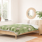 Mid Century Modern Atomic Stars Retro Checkered Starburst Pattern in Sage Olive Green Duvet Cover Gallery Image 2