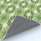 Mid Century Modern Atomic Stars Retro Checkered Starburst Pattern in Sage Olive Green Rug Gallery Image 4