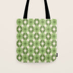 Mid Century Modern Atomic Stars Retro Checkered Starburst Pattern in Sage Olive Green Tote Bag Gallery Image 1