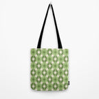 Mid Century Modern Atomic Stars Retro Checkered Starburst Pattern in Sage Olive Green Tote Bag Gallery Image 2