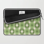 Mid Century Modern Atomic Stars Retro Checkered Starburst Pattern in Sage Olive Green Laptop Sleeve Gallery Image 2