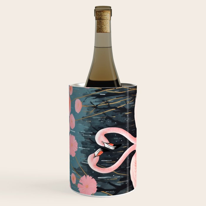Pink Flamingos Pair In The Teal Rain Wine Chiller Gallery Image 2
