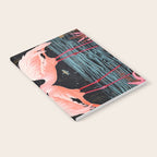 Pink Flamingos Pair In The Teal Rain Notebook Gallery Image 2