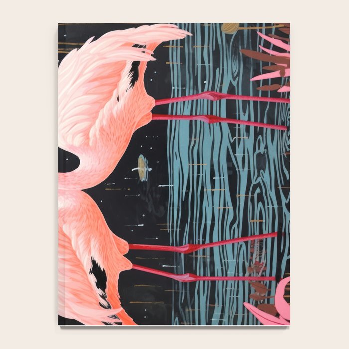 Pink Flamingos Pair In The Teal Rain Notebook Gallery Image 4