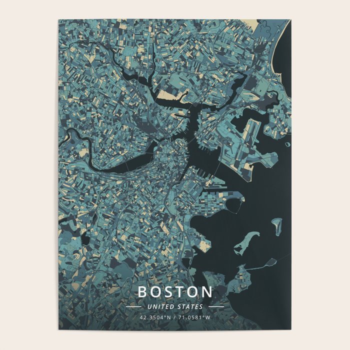 Boston, United States - Cream Blue Poster Gallery Image 4