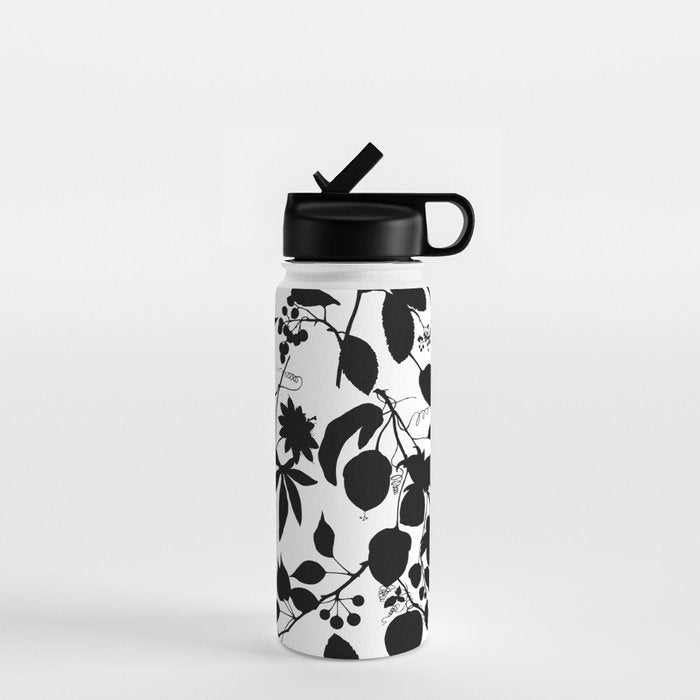 Exotic Passionflower Bold Botanical Silhouettes Water Bottle Gallery Image 1