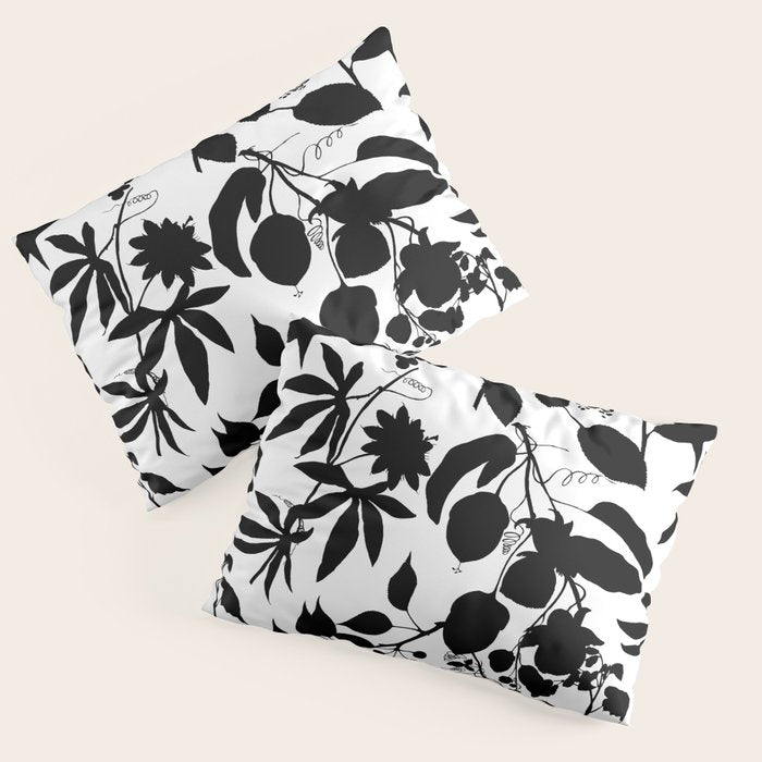 Exotic Passionflower Bold Botanical Silhouettes Pillow Sham Gallery Image 1