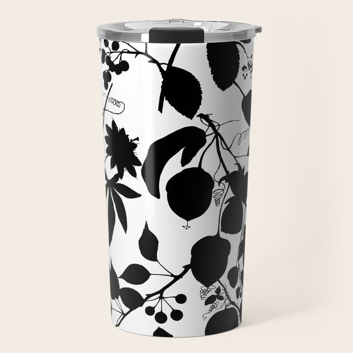 Exotic Passionflower Bold Botanical Silhouettes Travel Mug Gallery Image 1