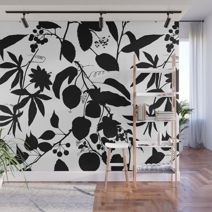 Exotic Passionflower Bold Botanical Silhouettes Wall Mural Gallery Image 1