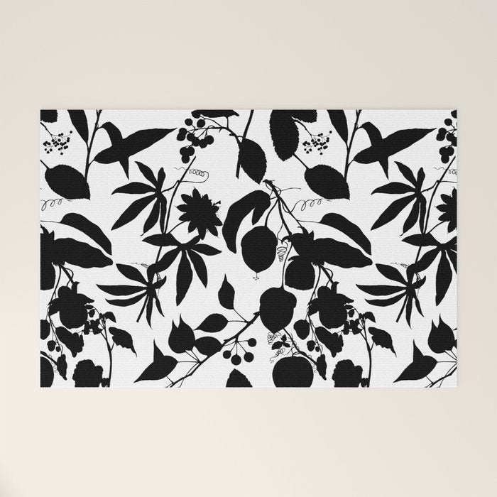 Exotic Passionflower Bold Botanical Silhouettes Welcome Mat Gallery Image 1