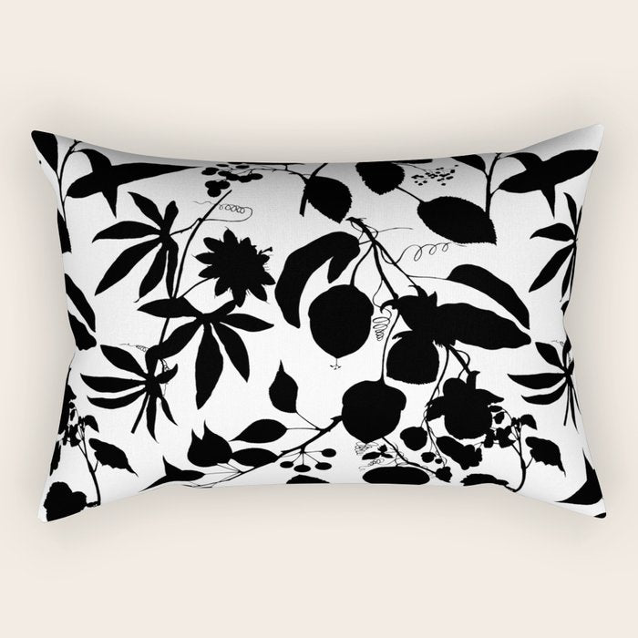 Exotic Passionflower Bold Botanical Silhouettes Rectangular Pillow Gallery Image 2