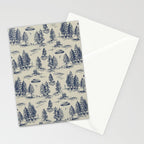 Alien Abduction Toile De Jouy Pattern in Blue Stationery Card Gallery Image 2