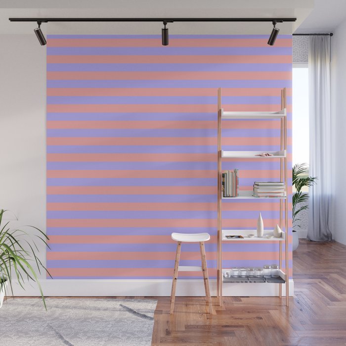 Sand Pink and Purple Wisteria  Summer Gazebo Stripes Wall Mural Gallery Image 1