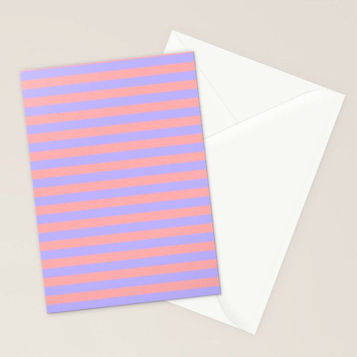 Sand Pink and Purple Wisteria  Summer Gazebo Stripes Stationery Card Gallery Image 2