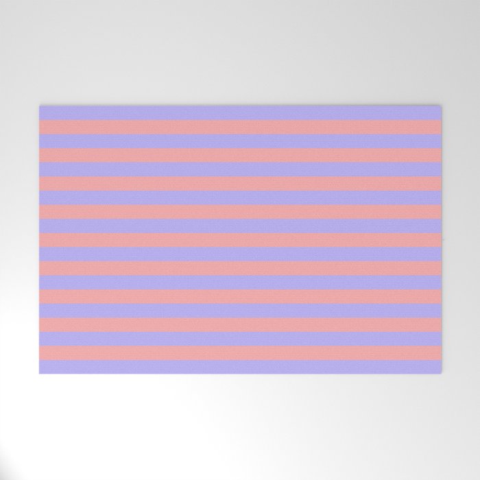 Sand Pink and Purple Wisteria  Summer Gazebo Stripes Welcome Mat Gallery Image 1