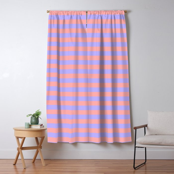 Sand Pink and Purple Wisteria  Summer Gazebo Stripes Window Curtain Gallery Image 1