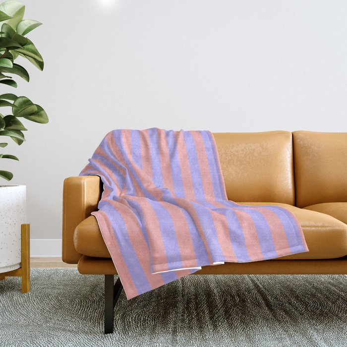 Sand Pink and Purple Wisteria  Summer Gazebo Stripes Throw Blanket Gallery Image 1