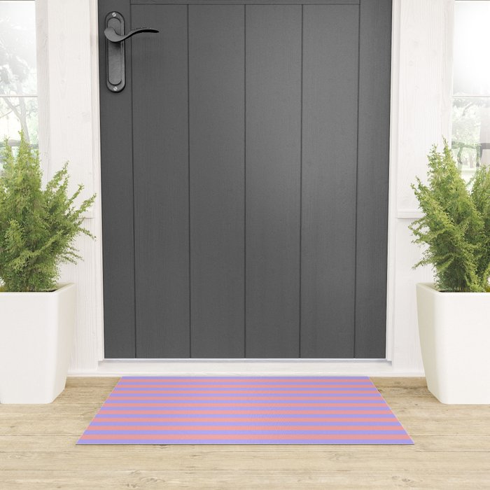 Sand Pink and Purple Wisteria  Summer Gazebo Stripes Welcome Mat Gallery Image 3